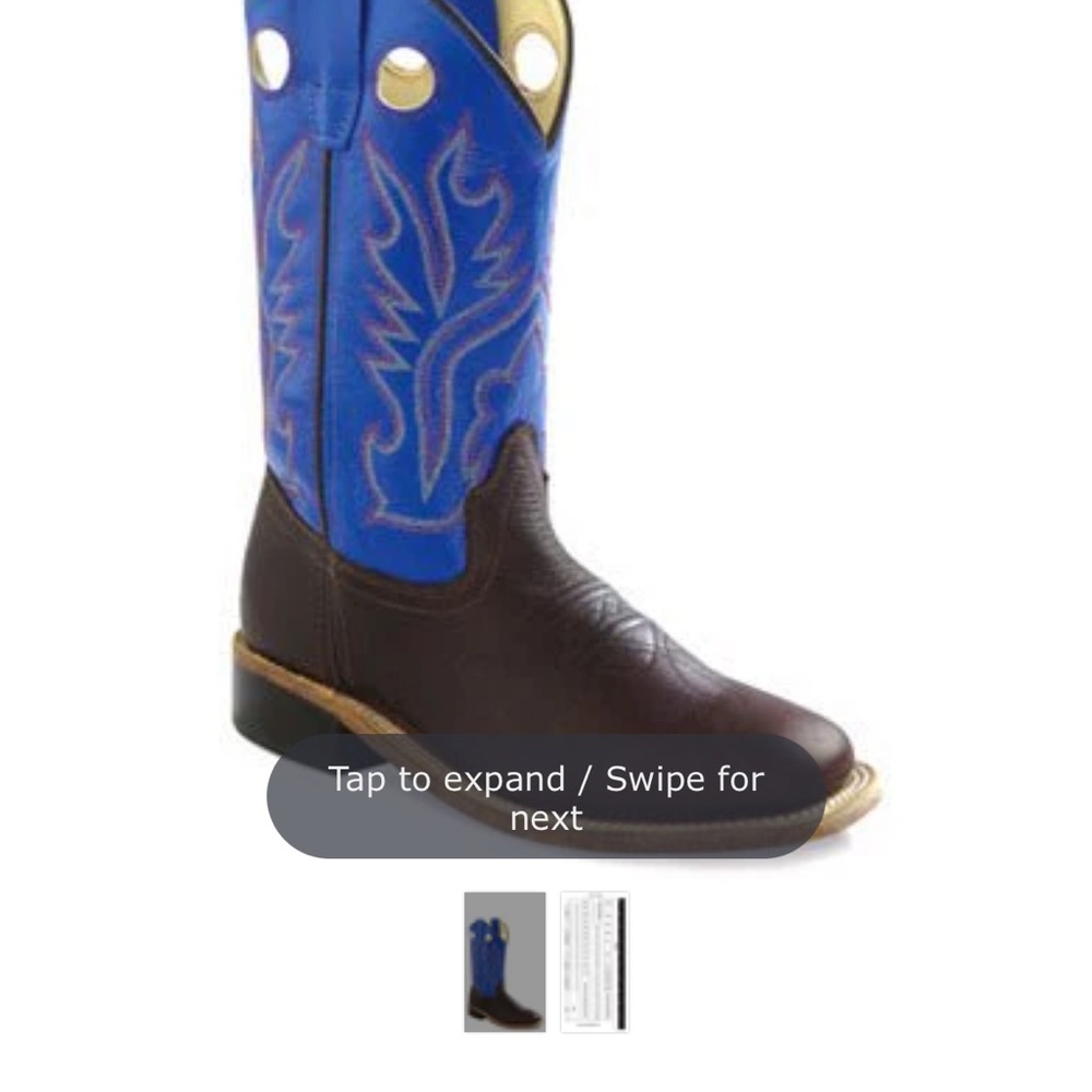 Old West Kids Blue and Brown Boots